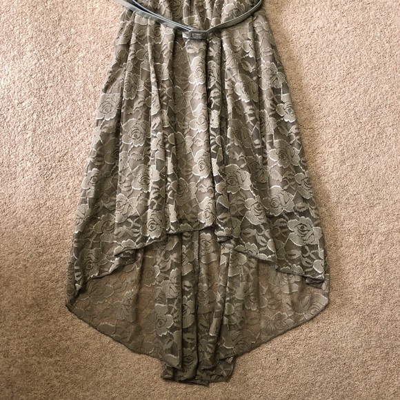 Nude floral lace High Low Dress - Picture 7 of 7